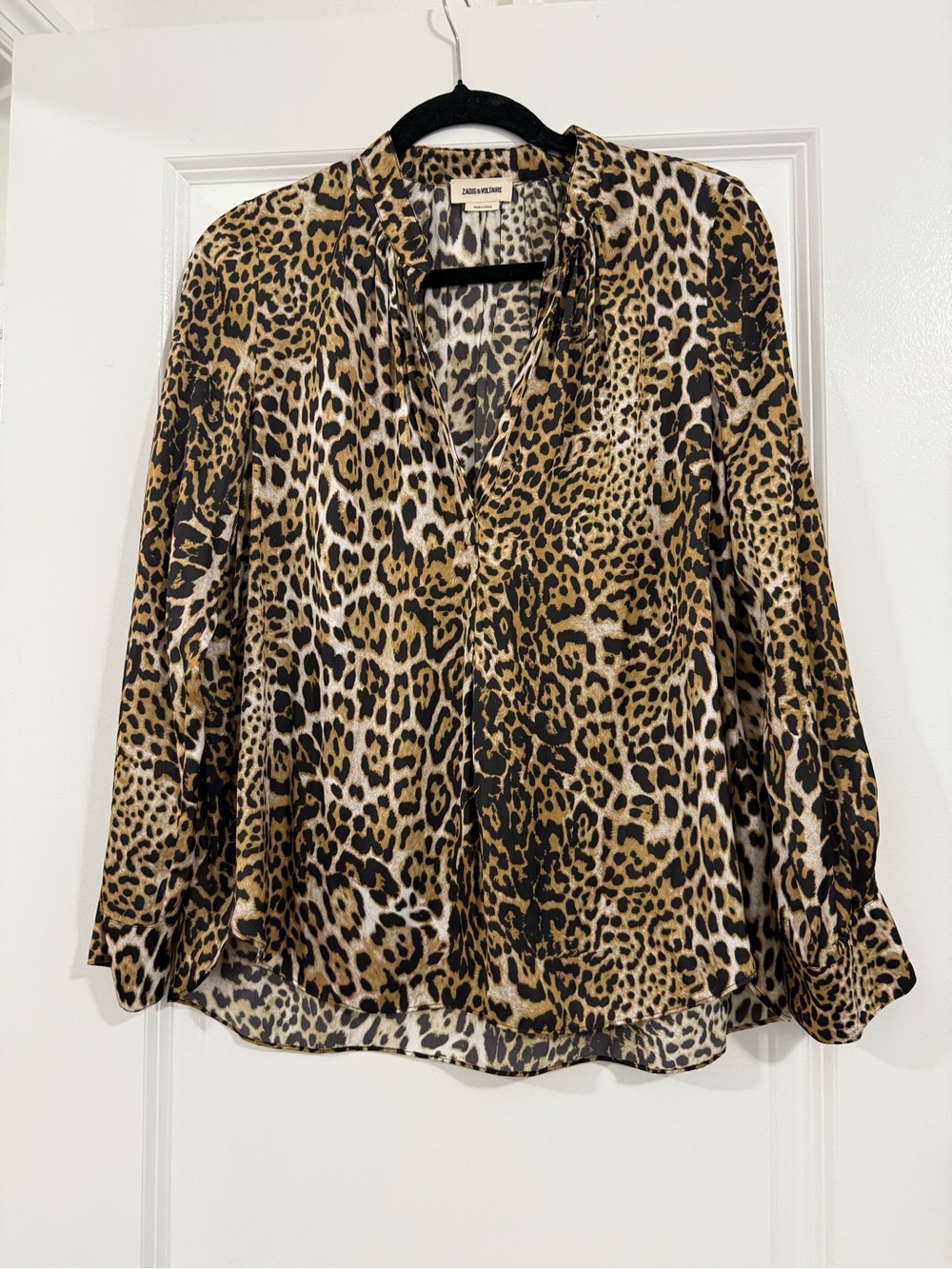 Zadig & Voltaire Leopard Print Blouse in Brown and Black